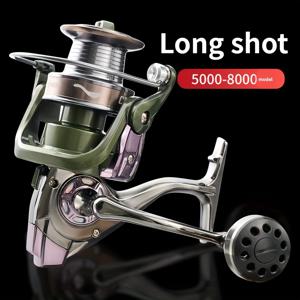 TEMU 회전식 롱쏘 메탈 휠 시트 낚시 릴 거울 에머얼드 페인트 표면 손 교체 가능 역방향 뾰족한 끝 없음 낚시 릴 고강도 대형 사이즈 (5000-8000 9000 10000 12000) 모델 올 메탈 와이어 컵 풋 시트 로커 암