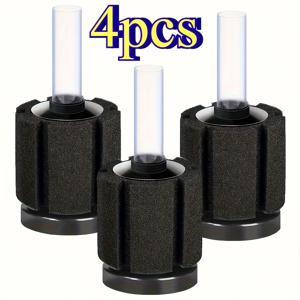 TEMU 4개 생물학적 스펀지 필터, 소형 공기압식 필터, 수족관 나노바이오스펀지 필터, 청소가 쉬운 무음 필터, 기계적 여과와 생물학적 여과 제공, 베타 물고기 새끼용 작은 탱크에 적합(기관 및 에어 펌프 미포함)