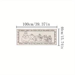 TEMU 모조 캐시미어 + 1000G + 10Mm 간편한 침실 침대 옆 플러시 러그, 흑백 손그림 토끼, 거실용 긴 푹신한 부드러운 카펫, 세탁 가능한 가정용 긴 매트