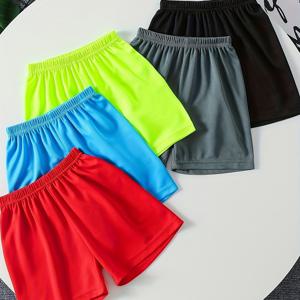 TEMU 남아 스포츠 반바지 5종 세트, 여름용 중~대형 남아 아기 메쉬 속건 반바지, 단색 다용도 기본 스타일 야외 러닝 캐주얼 스포츠 바지, 세탁 가능한 남아복, 4-12세 적합, 가볍고 통기성 좋음