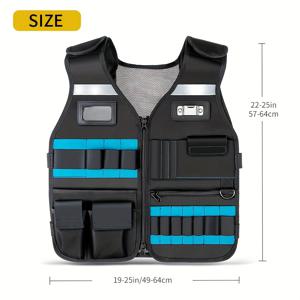 TEMU WINHUNT 남성용 조절 가능한 다기능 공구 조끼 - 전기 기술자, 목수 및 DIY 애호가를 위한 내구성 있는 작업복, 안전한 포켓 배치가 있는 도구 정리함, 혼합 색상 원단, 통기성 작업 조끼