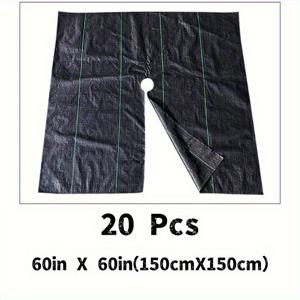 TEMU 20팩 재사용 가능한 부직포 나무껍질 링 커버 - 고품질 잡초 방지 및 뿌리 보호, 정원 및 잔디 관리를 위한 쉬운 커팅 디자인, 3가지 사이즈(24x24, 40x40, 60x60인치), 그리드 패턴 커버 | 고밀도 소재