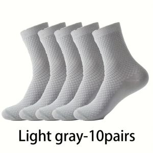 TEMU 남성용 미드 튜브 4계절 대나무 섬유 소재 비즈니스 컴포트 통기성 양말 10켤레, 캐주얼, 사무실 및 기타 장면에 적합, 정장과 매칭