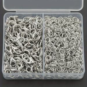 TEMU 600개/박스 DIY 쥬얼리 클라스프 & 커넥터, 100개의 합금 랍스터 클라스프 및 500개의 점프 링 포함, 비즈 공예용, 키체인, 스페이서 커넥터, 펜던트 목걸이 오픈 서클링, 귀걸이 댕글 클로즈 링, 팔찌 발찌 커넥터, 오픈 서클 링크 링, 폰 체인 백 스트랩 커넥터 등 액세서리 만들기 키트