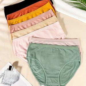 TEMU 8팩 플러스 사이즈 여성용 팬티, 심플하고 편안한 통기성 있는 리브드 마카롱 컬러, 쾌적한 속옷, 숨쉬기 좋은 팬티, 클래식 디자인, 리브드 텍스처, 부드러운 소재, 가벼운 착용감, مجموعة لباس داخلي، بیسک لنجري للنساء، ضروريات خزانة الملابس
