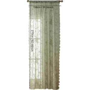 TEMU 1개 우아한 프렌치 레이스 시어 커튼, 플로럴 패턴 - 반투명 폴리에스터, 막대로 설치가 용이하며 걸기 쉬움, 거실 및 주방의 사생활 보호에 적합, 거실 커튼