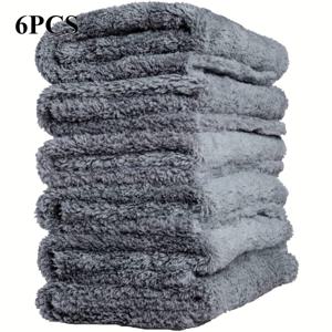 TEMU 4/6개입 초극세사 차량용 타월, 450Gsm 디테일링 클로스, 차량 세차, 실내/외 청소, 건조 및 광택용 - 40.64X40.64Cm 섬유 형태