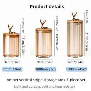 TEMU 뚜껑이 달린 세련된 유리 사탕병 3개 세트입니다. 밀랍 유리 재질로 밀봉 보관이 가능합니다. 이 다용도 병들은 커피 원두, 사탕, 견과류, 향신료 정리를 위해 완벽하며 주방 정리, 고마운 선물로 이상적입니다.