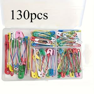 TEMU 130개 다색 안전핀 브로치 의류 장식 태그 액세서리 고정 버클 핀 조합 세트