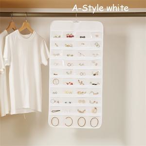 TEMU 양면 걸이형 주얼리 디스플레이 보관 가방 (대형 포켓 80개), 부직포 재질, 반지, 목걸이 및 팔찌 보관에 적합