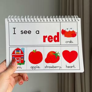 TEMU 29페이지 영어 시각 단어 뒤집기 카드, 영어 단어 학습 카드, 인지 학습 플래시카드, 영어 학습 교구, 600단어 학습 카드