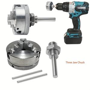 TEMU 미니 선반 척 세트 - 3爪 및 4爪, 자동 센터링 목공 공구, 내구성 있는 링크 및 액세서리 3가지 모델, 전동 공구, 숏바, 드릴용
