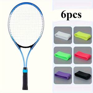 TEMU 테니스 및 배드민턴 라켓용 6개입 밝은 탄성 스키드 링 - 내구성 강화, 땀 방지 그립 강화제, 스포츠 애호가를 위한 완벽한 선택