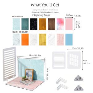 TEMU 10개 세트 포토그래피 배경지 – 16가지 독특한 패턴, 음식·보석·소품 사진용 | 내구성 강한 카드보드 배경지 40.64x29. / 16×11.5인치 + 11.4인치 X 15.7인치 다목적 소품