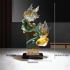 TEMU 수집용 피규어, 새해, 거실용 레진 장식품, 같은 잉어 장식, 물고기 모양 장식, 레진 소재, 라이트 럭셔리 고급 부자 끌어들이는 거실 또는 와인 캐비닛 장식, 집들이 선물