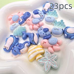 TEMU 23개 혼합 해양 요소, 비즈 & 비즈 세트, 수중 세계, 고래, 바다표범 등 장식 폰 케이스, 헤어 클립, 사진 프레임 및 기타 주얼리, DIY 액세서리, 버터크림 글루 만들기 소품, 창의력을 보여주세요!