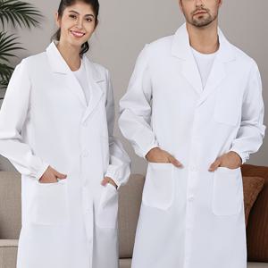 TEMU 남성용 흰색 긴팔 실험실 코트; 치과 실험실 코트; 의사 및 간호사 실험실 코트; 남성용 흰색 긴팔 실험실