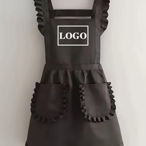 TEMU 맞춤형 사진/로고 성인 스타일 민소매 앞치마 - 조절 가능한 허리밴드 & 러플 엣지, 통기성 H-컷 디자인, 주방 요리, 네일 아트, 레스토랑 작업용 - 세탁 가능 사계절 브라운 작업복, 맞춤 앞치마, 예술적 스모크, 귀여운 , 내구성 있는 , 가벼운 소재, 전문 셰프용