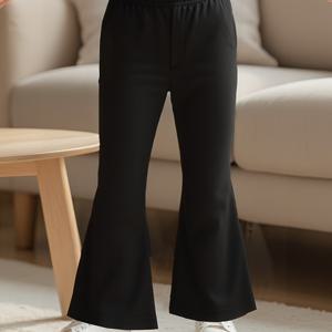 TEMU 여아용 십대 캐주얼 패션 새로운 스타일 단색 플레어 베이스 레이어 팬츠