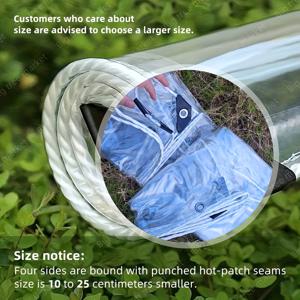 TEMU 1개 두꺼운 투명 방수 타포린, PVC 방풍 천 및 밀봉 링 포함, 바람, 비, 먼지 및 눈에 강함, 야외 정원, 파티오, 닭장, 현관 및 기타 시나리오를 덮는 데 적합