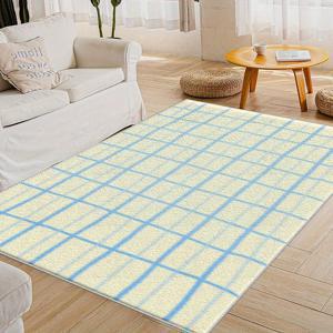 TEMU 부드러운 연한 노란색 메시 패턴 러그, 가볍고 세탁 및 관리가 용이하여 침실, 거실, 식당, 욕실, 발코니의 여름 및 가을 바닥 덮개로 적합하며, 방 장식으로도 사용할 수 있습니다.