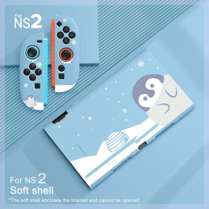 TEMU TPU 소프트 보호 케이스, 닌텐도 스위치 NS2용, 새로운 스위치 NS 2 보호 케이스에 적합, 오션 시리즈, 귀여운 만화 펭귄 - 블루 보호 케이스 - 게임 애호가를 위한 선물!