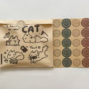 TEMU 귀여운 고양이 패턴 선물용 봉투 50개, 다양한 파티, 생일, 휴일에 적합. 두꺼운 크라프트지로 제작, 봉투 봉인 스티커 50개 포함