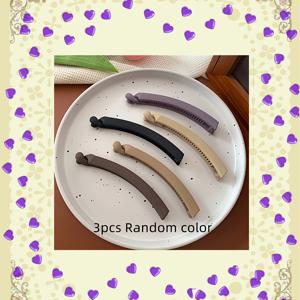 TEMU 레진 헤어 클립 3개 세트 - 미끄럼 방지 바나나 클립, 우아하고 간편한 디자인, 단색 무광, 레트로 스타일, 실용적이고 패셔너블한 헤어 액세서리 생일 선물 (멀티피스 세트)