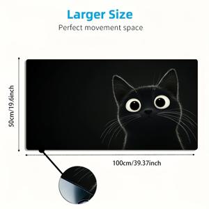 TEMU 귀여운 검은 고양이 머리 재미있는 패턴의 대형 E스포츠 게이밍 마우스 패드 1개, 미끄럼 방지, 세탁 가능한 고무 베이스, 대형 데스크 매트 사무실 책상 액세서리, 컴퓨터 장식 액세서리, 데스크탑 장식, 얼룩 방지 게이밍 마우스 패드, 게이머를 위한 이상적인 선물, 특대형 데스크 매트, 스타일리시한 사무실 데스크탑 장식 연출 및 학습용 액세서리