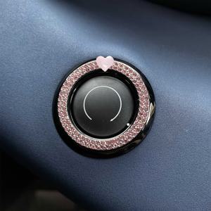 TEMU 일본식 별이 빛나는 하늘 글리터 하트 원푸시 스타트 장식 스티커 1개, 자동차 라인석 엠블럼, 차량용 스위치 버튼 장식 스티커