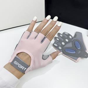 TEMU 여성용 반손가락 운동 장갑 - 미끄럼 방지 그립, 방풍 디자인, 체육관, 요가, 사이클링, 점프 로프용 액체 실리콘 - 조절 가능한 후크 앤 루프 클로저, 핑크/그레이/블랙, 체육관 액세서리, 요가 액세서리, 슬림한 장갑 디자인, 미끄럼 방지 장갑, 피트니스 트레이닝, 스포티한 스타일, 내구성 있는 구조, 피트니스 애호가