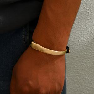 TEMU 1 남성용 팔찌 - 스타일리시한 브레이디드 패브릭 메탈 기하학 디자인, 캐주얼 룩에 완벽