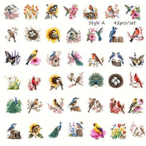TEMU 42피스 정원 꽃, 새, 나비, 공작 & 로빈 2D 평면 동물 시리즈 스티커 세트 (공예용)
