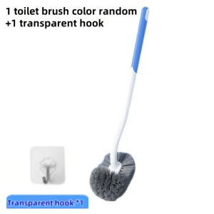 TEMU 벽걸이형 긴 손잡이 & 부드러운 솔의 화장실 브러시 - 공간 절약형 욕실 청소 도구, 인체공학적 그립 및 위생 베이스 & 완전한 커버리지용 후크 포함 - 내구성 있는 플라스틱 구조, 랜덤 컬러 (블루/그레이) - 스쿼트 피트 & 변기 청소에 이상적