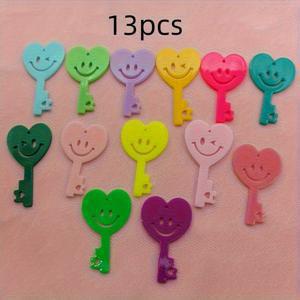 TEMU 아크릴 스마일 키 모양 펜던트 13개, 귀걸이, 목걸이 및 키체인 제작용 쥬얼리 제작 부품