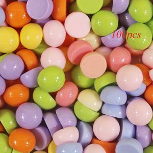 TEMU 100개 컬러풀 마카롱 반원 빈 레진 장식 패치, 광택 크림 풀 이어 스터드, 헤어 클립, 주얼리 액세서리, DIY 공예 재료