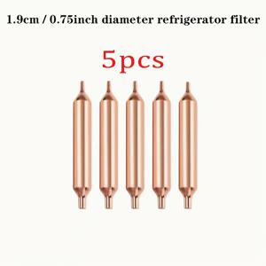 TEMU 5개입 범용 구리 냉장고 드라이어 필터 키트, 두 가지 사이즈 0.629''/0.748''; 독립형 에이징, 이중 레이어 필터, 싱글 테일 디자인, 순수 구리 소재, 전원 불필요, 다양한 냉매 액세서리용, 쿨러 드라이어