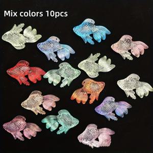 TEMU 10개/혼합 컬러 투톤 금붕어 아크릴 펜던트, DIY 액세서리 제작용, 귀걸이/목걸이/열쇠고리 장식에 적합