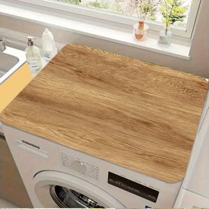 TEMU 2D 평면 와셔 및 건조기 상단 보호 매트 1개 - 다용도 식기 건조 매트. 나무결, 소박한 디자인, 커피 머신, 주방 조리대 및 세탁실 장식에 이상적입니다. 미끄럼 방지 받침대와 부드러운 표면이 있습니다.