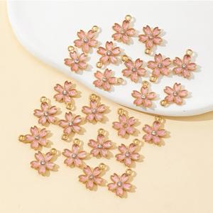 TEMU 20개 패션 벚꽃 합금 드립 플라워 펜던트 DIY 귀걸이 목걸이 달콤한 다용도 주얼리 액세서리
