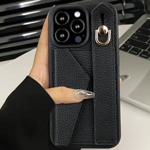 TEMU 휴대폰 케이스 - 아이폰 11부터 16까지, 플러스, 프로, 프로맥스 버전까지 호환되는 인조 가죽 휴대폰 케이스 1개. 다기능 카드 홀더와 손목 스트랩이 특징입니다.