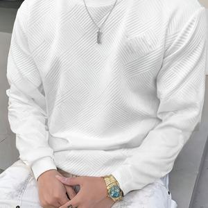 TEMU 남성 패션 캐주얼 솔리드 텍스처 라운드넥 스웨트셔츠