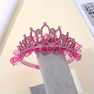 TEMU 반짝이는 멀티컬러 라인스톤 크라운 헤어밴드 - 테마 헤어 액세서리, 메쉬 디자인, 핑크와 레드 합성 보석, 폴리에스터, 캐주얼 스타일, 틴 | 장식용 헤드피스 | 폴리에스터 구조, 헤어 액세서리