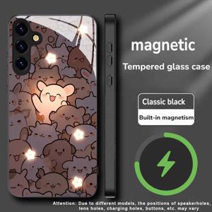 TEMU 폰 케이스: 매그네틱 트렌디 발광 귀여운 펫 디자인 강화유리 폰 케이스, 갤럭시 노트20/S20/S21/S22/S23/S24/S25 플러스 울트라 FE 호환. 트렌디한 고품질 보호 케이스 선물