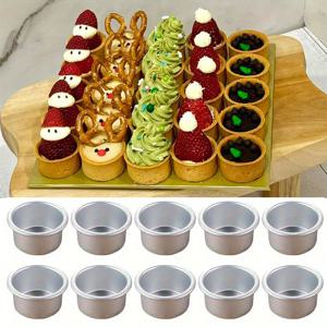 TEMU 5.08cm 미니 원형 케이크 팬 10개 세트. 집에서 파티를 위한 작은 논스틱 알루미늄 케이크 베이킹에 완벽하며, 치즈, 피자, 퀴즈를 포함합니다.