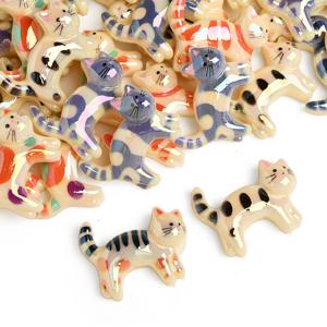 TEMU 일본 스타일 플랫백 고양이 장식 비즈 10개, 창의적인 반짝이는 컬러 포컬 비즈, 팔찌, 폰 체인, 가방 참 제작을 위한 수제 추가 장식