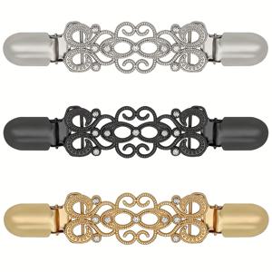 TEMU 빈티지 스웨터 클립 3개, 드레스 클립, 뒷면 묶는 숄 가디건 칼라 클립, 드레스와 바지용 허리 조임끈, 메탈