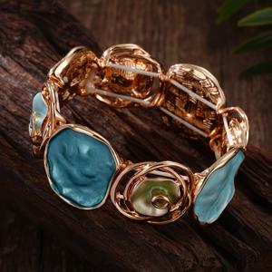 TEMU 패션 보호 우아한 레이크 블루 장미꽃 탄성 팔찌 - 액세서리 신상 트렌디 아연 합금 홀로우 디자인 골든 뱅글, 데일리 댄스 파티 휴일 음악 페스티벌 졸업 시즌 주얼리 선물, 청소년용