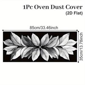 TEMU 1개, 우아한 잎사귀 패턴 오븐 먼지 커버, 블랙 화이트 오븐 먼지 커버 주방 장식, 논스틱 재사용 가능 폴리에스터 먼지 커버, 쉽게 세척 가능한 주방 가전 보호 커버, 전자레인지, 스토브 & 오븐 장식, 오븐 액세서리
