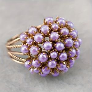 TEMU 여성을 위해 디자인된 우아한 풀 페이브 퍼플 인조 진주 꽃 반지. 연회, 파티, , 휴일, 결혼식에 완벽하며 발렌타인데이 또는 금혼기 선물로도 좋습니다.